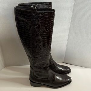 Aquatalia Clara croco Embossed Italian knee high boots